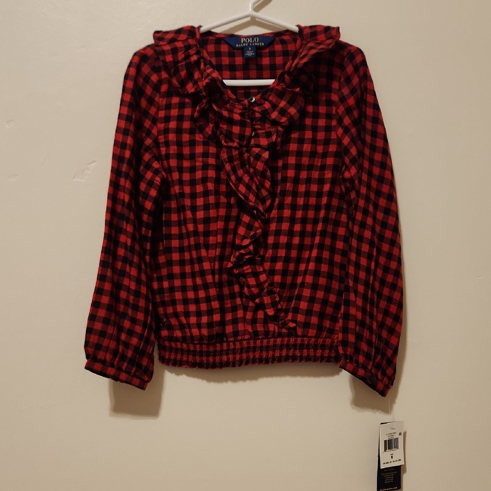 Ralph Lauren Black and Red Plaid Blouse